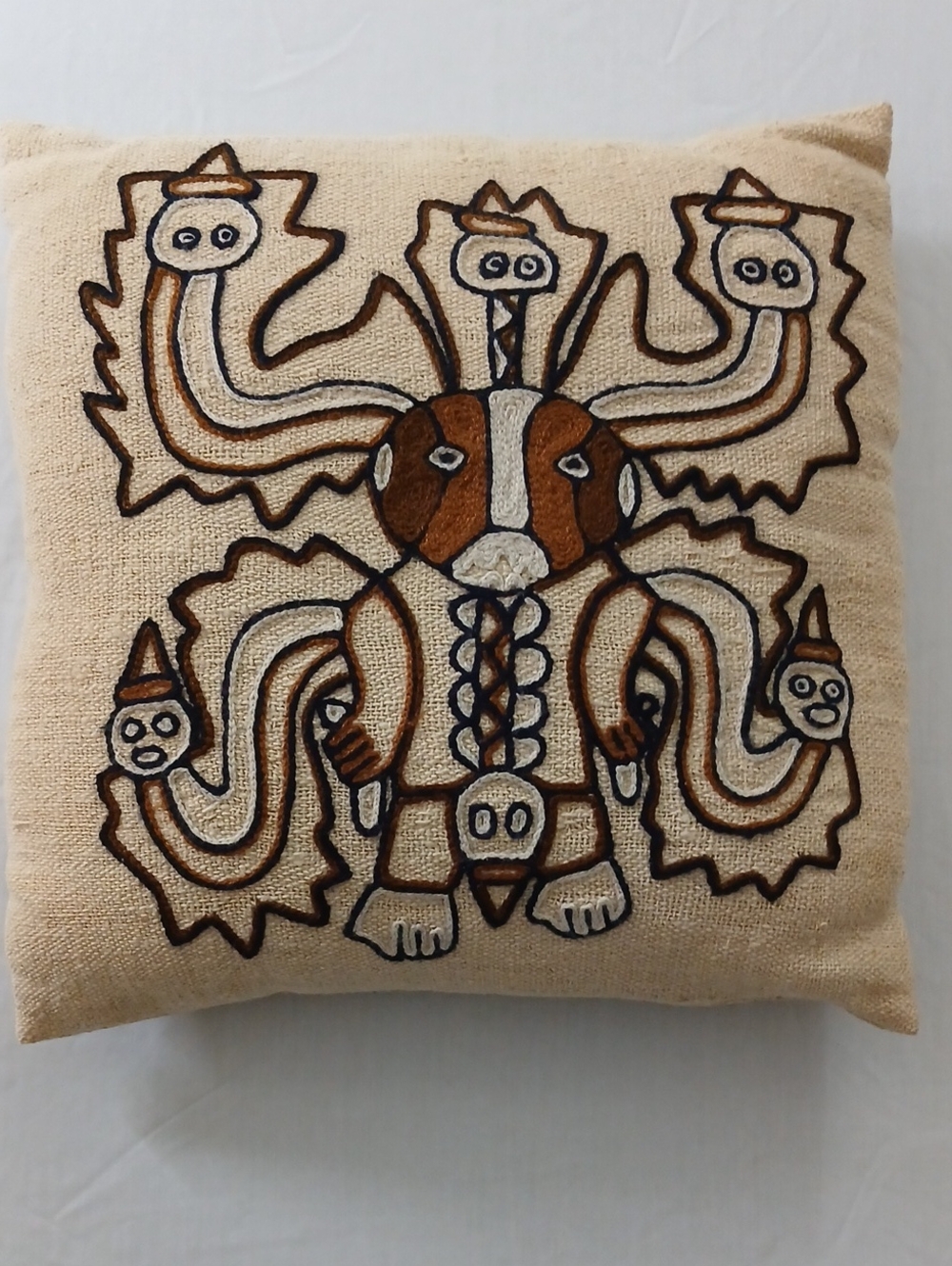 Vintage Peruvian Crewel Pillow